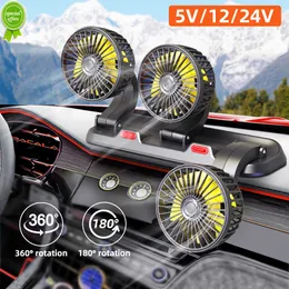 12V/24V Adjustable Car Fan Three-Head Electric Car Fans 360 Rotatable Cooling Fan with Aromatherapy Drawer for Sedan SUV Truck