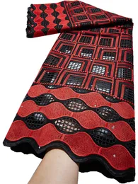 Balck Balck Red African Lace Swiss Cotton Lace Tabil z kryształką Nigerian Swiss Eiale Lace w Szwajcarii TY2206 231124