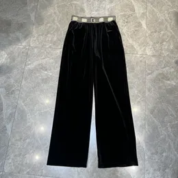 رسائل Velor Women Pants حزام سيدة سوداء فتاة سروال