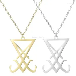 Pendant Necklaces Satan Symbol Necklace Sigil Of Lucifer Chain Hip Hop Devil Jewelry Fashion Accessories Rustproof LXAE