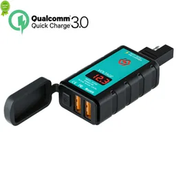 Nowa ładowarka motocyklowa SAE do ładowarki USB z Woltmeterem ON/OFF Obsługa QC3.0 PPS DCP FCP SCP AFC MTK PE dla iPhone Samsung