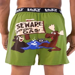 Lazyone Funny Animal Boxers, cuidado com gás natural, roupas íntimas humorísticas, presentes de mordaça para homens, médio