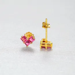 Geometric Colorful Zircon Heart s925 Silver Stud Earrings Creative Design Women Shiny Zircon Plated 18k Gold Earrings Fashion Versatile High-end Jewelry Gift