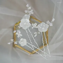 Hair Clips Gorgeous Shell Flowers Hairpins Simple Flower Bride Stick Elegant Wedding Accessories