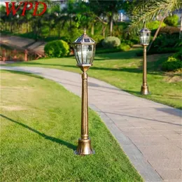 Rasenlampen WPD Outdoor Retro Solar Lawn Lamp Leuchten Klassische Bronze -Wasserdichte für Villa Path Garden Dekoration Q231125