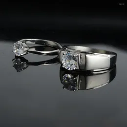 Anéis de casamento não desaparecem clássicos de titânio de titânio cúbico de zircônia no engajamento para mulheres, homem annaux