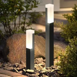 Lampade da giardino 2 pezzi Lampada da prato esterna impermeabile IP65 10W LED Nuovo stile Pilastro in alluminio Percorso del giardino Luci da prato quadrate AC85-265V Q231127