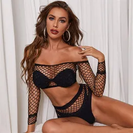 BH-Sets Sexy Dessous Bodysuits Erotik Geöffneter Schritt Elastizität Mesh Body Strümpfe Porno Unterwäsche Kostüme Nuisette 2Pcs317L