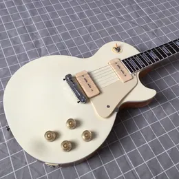 Guitarra eléctrica personalizada de alta calidad en color crema con pastillas P90, diapasón de palisandro, envío gratis