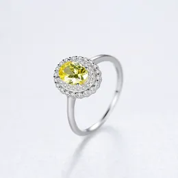 Charming Yellow Crystal s925 Silver Ring European Women Fashion Luxury Micro Set Zircon Synthetic Gem Ring Exquisite High-end Wedding Party Jewelry Gift