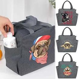 Ice Packs/Isothermic Bags Thermal Insulated Lunch Bag for Women Girls Portable Carry Tote Dog Print Cooler Lunch Box Large Capacity Food Storage Handbag J230425