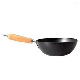 Pannor wok pan gas spis non -stick stek induktion häll hushåll matlagning kruka trä kök köksredskap liten traditionell droppleverans hom dh3jj