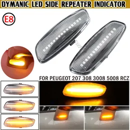 2st Dynamic Car Side Marker Light for Peugeot 207 308 408 3008 5008 RCZ sekventiell LED -blinkningsindikatorblåsare lampor