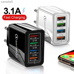 Power Cable Plug EU/US Plug 4-Port USB Charger 3.1A Multi-Port Fast Charger QC3.0 Travel Portable Mobile Phone Charger DropshippingL231125