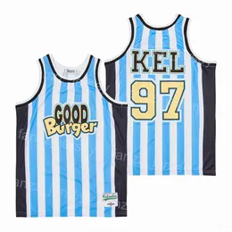 Basketball Movie 97 Kel Mitchell Good Burger Maglie da uomo Film Retro High School Pullover HipHop traspirante Puro cotone College per gli appassionati di sport Camicia Squadra gessata