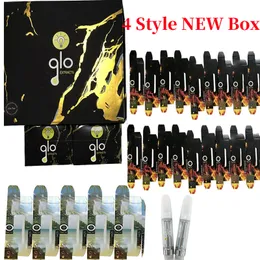 Glo Extracts 510 Thread Cartridge Packaging Atomizer Ceramic Vape Cartridges 0.8ML 1ML Glass Thick Oil Vaporizer Pens E-Cigarettes Flat Drip Tips