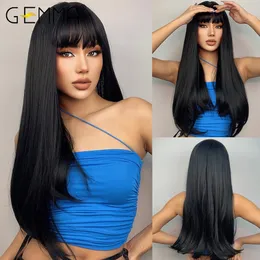 Synthetic Wigs GEMMA Cosplay Long Straight Black with Bangs for Women African American Lolita Daily Party Heat Resistant Fibre 230425