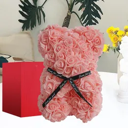 Gift Wrap Couple Romantic Rhinestone Necklace Ring Set Valentine's Day Rose Bear Box