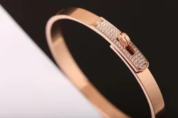 Luxuriöses Goldarmband mit Diamant für Damen, Designer-Armband oben, V-Gold, Gold, Rose, Damen, offener Stil, Hochzeitsschmuck mit Box