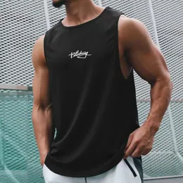 Mens Tank Tops Top Gym Bodybuilding Oneck Man Muscle Sleeveless Shirts Silm Fit Summer Clothing Fashion Printed Quick Dry Vest 230424