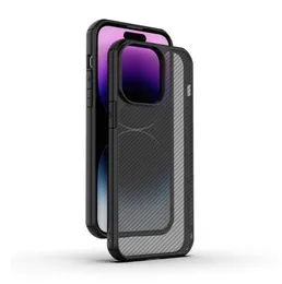 電話ケース炭素繊維シールド iPhone 14 13 12 Pro Max 耐衝撃耐久性ラバーバンパーマットハードバック保護カバー