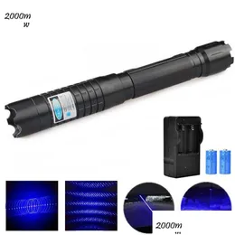Laser Pointer Wholesale Burning Blue Powerf 445Nm 10000M Burns Torch 450Nm Focusable Flashlight Burn Match With 5 Star Cap 220510 Dr Otria