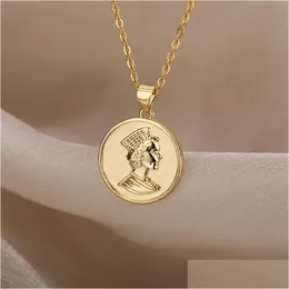 Collane con ciondolo Collana con moneta da donna Colore dorato Dieci centesimi Spirito del mare Ngoreru Elizabeth Isle Of Women Dichiarazione Collier Regalo Goccia Dhwhf