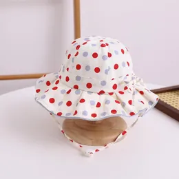 Cappelli Ragazzino Cappello da sole stampato a pois Ragazza Piega a tesa Papillon Berretto in cotone 2023 Bambino Bambino Primavera Estate Parasole 6-24 mesi