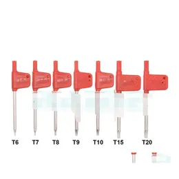 Cacciaviti T6 T7 T8 T9 T10 T15 T20 Torx Cacciavite Chiave inglese Piccola bandiera rossa Cacciaviti Drop Delivery Attrezzi da giardino per la casa Mano Dhnzl