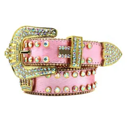 Designer Belt B Belt Mens Belts For Women Shiny Diamond Belts Needle Buckle Multicolour Rock Punk Belt With Crown Bling Rhinestones Waistband