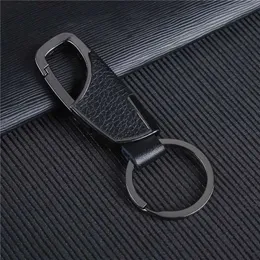 Car Key Luxury Leather Men Keychain Black Clasp Creative DIY Keyring Holder Car Key Chain For Men Jewelry GiftL231153