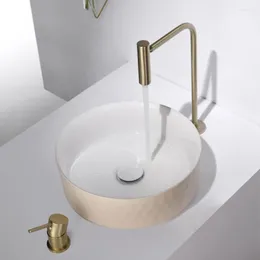 Torneiras de torneiras de pia do banheiro Torneira de torneira de alça única com tubo de entrada 360 ° Rotary and Cold Water Brass