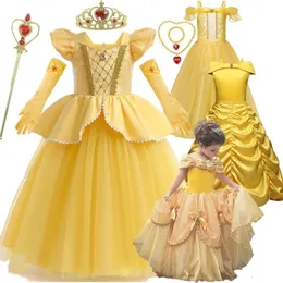 Dziewczyny sukienki Beauty Best Belle Princess na przyjęcie urodzinowe ubieranie się wielkanocne cosplay cosplay Kids Halloween Costume 231124