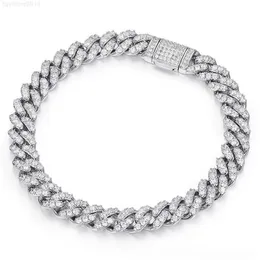 Pushi Diamond Hip Hop Vvs Link Cheap Prong Sterling Silver Gra 12mm Moissanite Cuban Link Chain Bracelet Necklace
