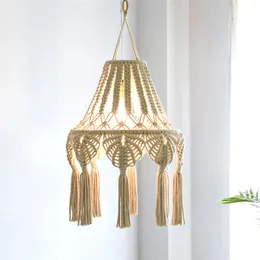 Tapeçarias Macrame Lamp Shade Pendurado Pingente Light Cover Quarto Sala de estar Berçário Dormitório Bohemian Home Decor Tecido Tapeçaria 231124