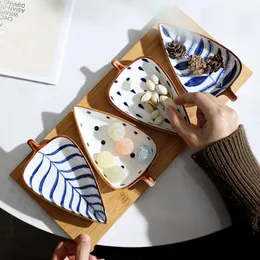 Diskplattor japansk keramisk liten tårta platta bladform kreativ snack skål godis sushi maträtt set efterrätt frukt bricka söta kök bordsartiklar 231124