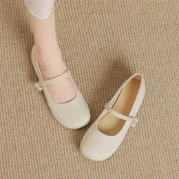 Boots Doudou Shoes Womens Spring Summer New Soft Leather Shallow Mouth Flat Sole Single Shoe Pregnant Anti slip One Foot Pedal Lefu 230830