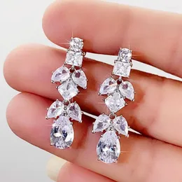 Dangle Earrings Genuine 925 Sterling Silver Drop For Women Chic Charming Zircon Goth Wedding Evening Dress Jewelry 2023