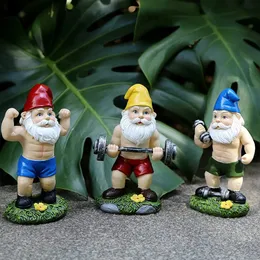 Christmas Decorations Dwarf Weightlifting Decoration Garden Tree Ornaments Dwarf Figure Decoration Resin Sculpture Outdoor Artifact Accessories Gift 231124