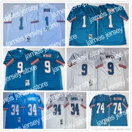 Football Jerseys NCAA 75th Vintage Football 9 Steve McNair Jerseys Mitchell and Ness 1 Warren Moon 34 Earl Campbell 74 Bruce Matthews Jersey