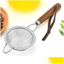 Colanders Strainers Filter Spoon Stainless Steel With Wooden Handle Kitchen Tools Fishing Red Durable Convenient Lx5448 Drop Deliv Dh3Fu