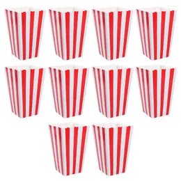 Servis uppsättningar 10 st Popcorn Carton Tub Movie Night Party Favor Boxes Gift Set Holder Classic Containers Theme Supplies Cartboard Bowl