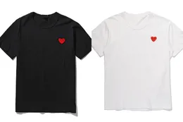 Japanische Mode T-Shirt Herz Herren- und Damenbekleidung Rundhalsausschnitt reine Baumwolle Kurzarm einfarbig Stickerei rot Stimmungsliebhaber
