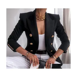 Kvinnors kostymer Blazers Nibesser Blazer Women Office Jacket Dubbel Breasted Harajuku Slim Montering Female 2021 Coat Ladies Outfit Dro Dhnhm