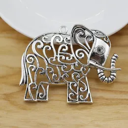 Naszyjniki wiszące 2 sztuki duże puste filigranki słonia srebrne srebrne uroki do biżuterii