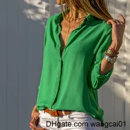 wangcai01 Women's T-Shirt Chiffon Blouse Oversized Long Seve Women Blouses Tops Turn Down Collar Solid Office Shirt Casual Top Blusas Plus Size 8XL 7XL