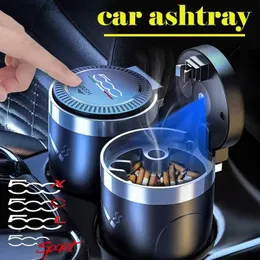 Car Ashtrays Car Cigarette Ashtray Cup With Lid With LED Light Portable Detachable Vehicle Ashtray Holder for Fiat 500 500Sport 500l 500c Q231125