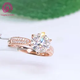 High End Mossanite Jewelry Women Diamond White D VVS1 AU 750 T Rose Gold Moissanite Wedding Engagement Ring for Brides