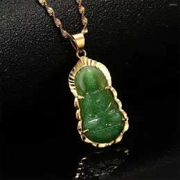 Pendant Necklaces Green Guanyin Necklace Chinese Buddha Buddhist Ornament Maitreya Amulet Hinduism Jewelry