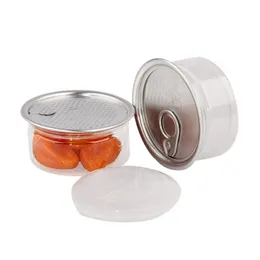 100 pçs frasco de plástico transparente PET com tampa de metal hermético pode puxar anel recipiente concentrado alimentos ervas armazenamento 100 ml